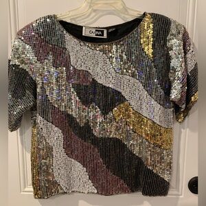 Carina Vintage Sequin Top -Sz Med